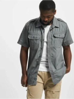 Brandit Herren Hemd Vintage Short In Grau