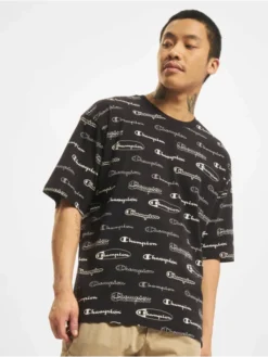 Champion Herren T-Shirt Allover Logo In Schwarz