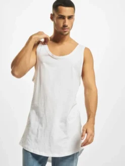 DEF Herren Tank Tops Basic Long In Weiß