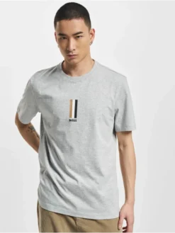 Hugo Herren T-Shirt Tiburt 308 Logo Print In Grau