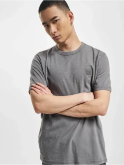 Hugo Herren T-Shirt Tegood Regular Fit Logo Patch In Grau