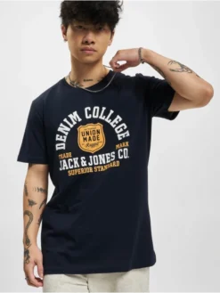 Jack & Jones Herren T-Shirt Logo O Neck In Blau