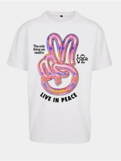 Mister Tee Herren T-Shirt Live In Peace Oversize In Weiß