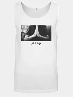 Mister Tee Herren Tank Tops Pray In Weiß