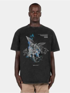 Herren T-Shirt Saint V.1 X Acid Washed Heavy Oversize In Schwarz