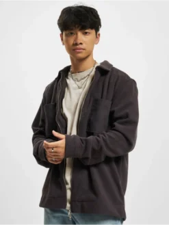 Only & Sons Herren Hemd Tim Fleece Zip In Grau