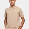 URBAN CLASSICS Herren Hemd Knitted In Beige