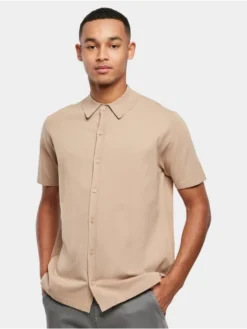 URBAN CLASSICS Herren Hemd Knitted In Beige