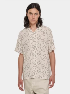 URBAN CLASSICS Herren Hemd Viscose Aop Resort In Beige