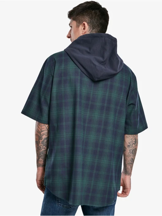 URBAN CLASSICS Herren Hemd Hooded Short Sleeve In Blau 2 URBAN CLASSICS Herren Hemd Hooded Short Sleeve In Blau – Bild 2