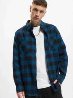 URBAN CLASSICS Herren Hemd Checked Flanell In Blau