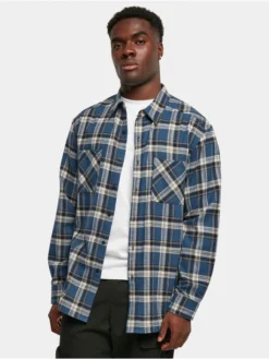 URBAN CLASSICS Herren Hemd Lake Check In Blau