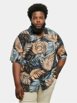 URBAN CLASSICS Herren Hemd Viscose Aop Resort In Bunt