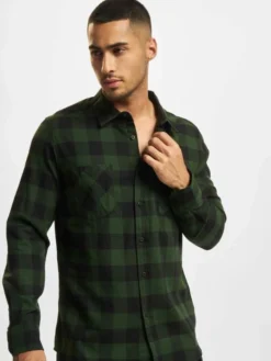 URBAN CLASSICS Herren Hemd Checked Flanell In Grün