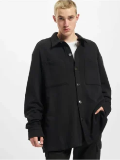 URBAN CLASSICS Herren Hemd Organic Terry In Schwarz