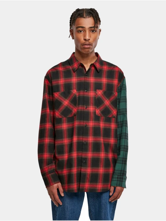 URBAN CLASSICS Herren Hemd Oversized Mix Check In Schwarz 1 URBAN CLASSICS Herren Hemd Oversized Mix Check In Schwarz