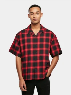 URBAN CLASSICS Herren Hemd Loose Checked Resort S/S In Schwarz