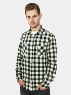 URBAN CLASSICS Herren Hemd Tricolor Checked Light Flanell In Schwarz