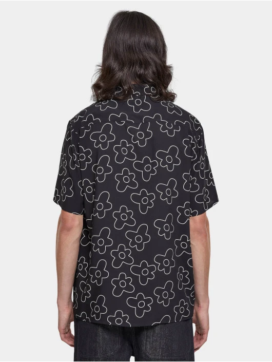 URBAN CLASSICS Herren Hemd Viscose Aop Resort In Schwarz 2 URBAN CLASSICS Herren Hemd Viscose Aop Resort In Schwarz – Bild 2