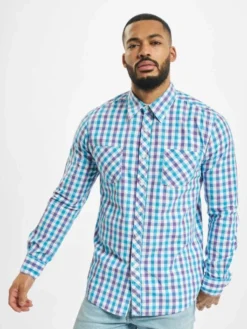 URBAN CLASSICS Herren Hemd Tricolor Big Checked In Violet