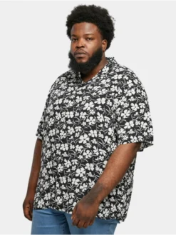 URBAN CLASSICS Herren Hemd Viscose Aop In Weiß