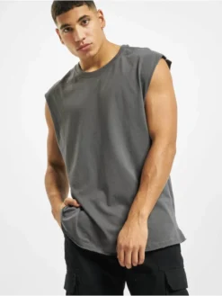 URBAN CLASSICS Herren Tank Tops Open Edge Sleeveless In Grau