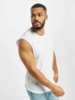 URBAN CLASSICS Herren Tank Tops Open Edge Sleeveless In Weiß